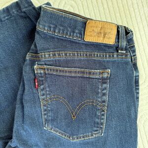 Levi’s 515 Bootcut Jeans 8S 8 short blue jean denim mid rise Levi cutoff hemmed